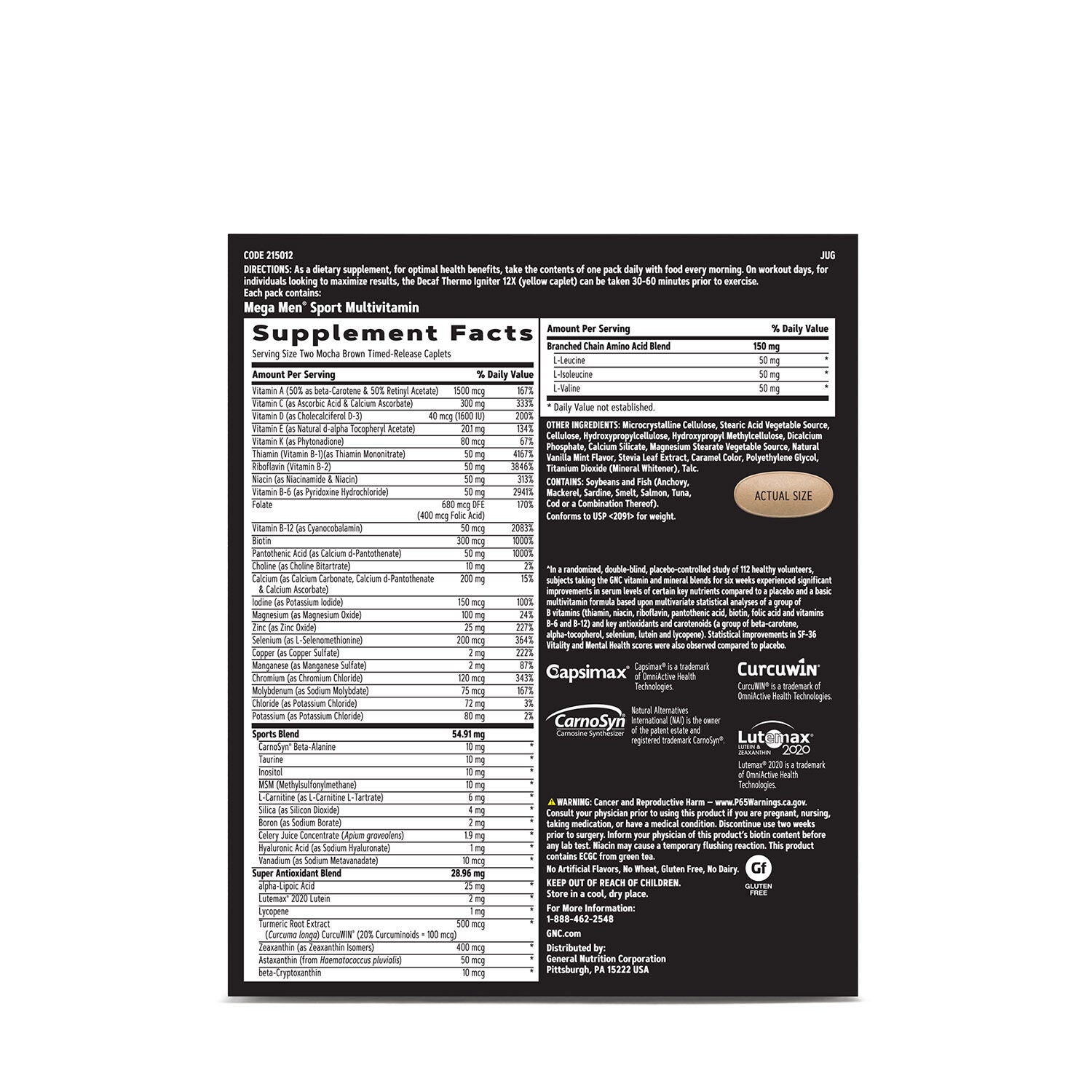 215012 GNC AMP Help achieve your daily nutritional goals as you strive